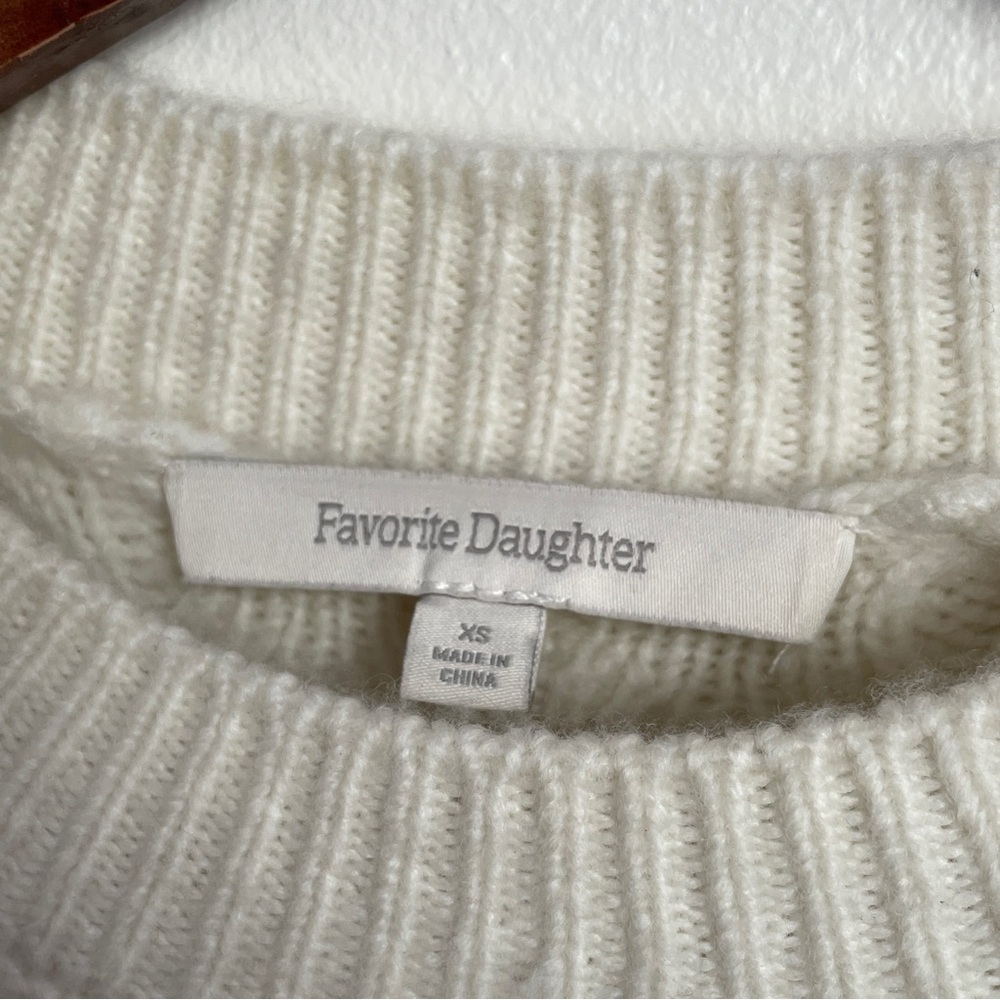 Favorite Daughter The Cable Pullover Sweater XS White Froth Wool Cashmere Luxury - Picture 3 of 12